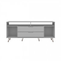 Manhattan Comfort 130GMC1 Rockefeller 62.99 TV Stand with Metal Legs and 2 Drawers in White